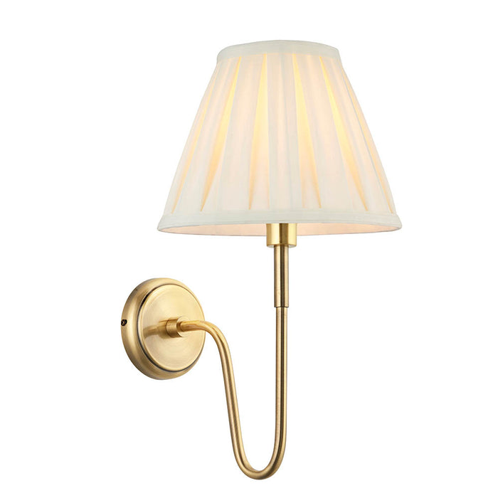 Rouen 10 Inch Cream Shade Wall Light With Carla Antique Brass Metal Base