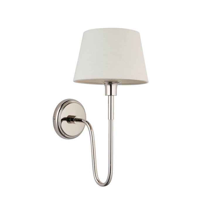 Rouen 8 Inch Ivory Silk Shade Wall Light With Chatsworth Bright Nickel Metal Base