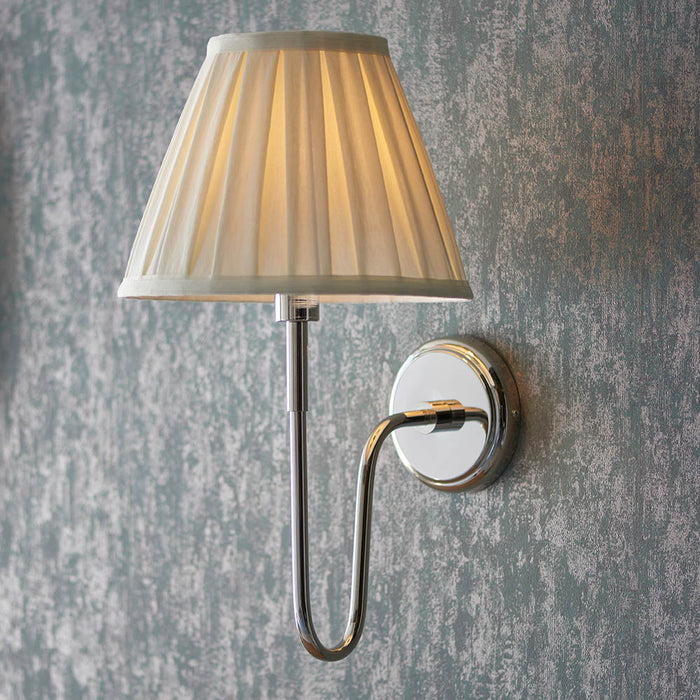 Rouen 10 Inch Cream Shade Wall Light With Carla Bright Nickel Metal Base