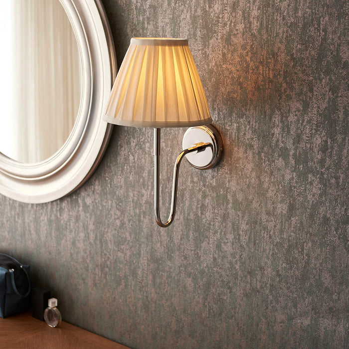 Rouen 10 Inch Cream Shade Wall Light With Carla Bright Nickel Metal Base