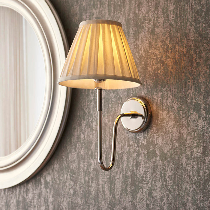 Rouen 10 Inch Cream Shade Wall Light With Carla Bright Nickel Metal Base