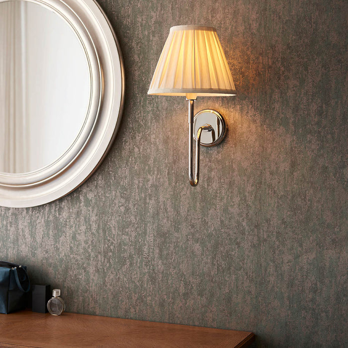 Rouen 10 Inch Cream Shade Wall Light With Carla Bright Nickel Metal Base