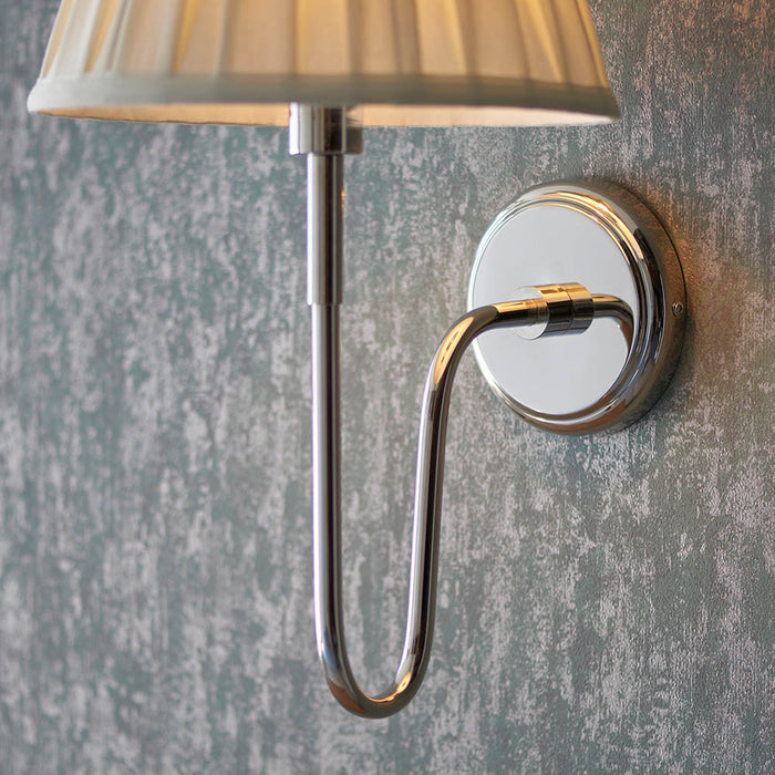 Rouen 10 Inch Cream Shade Wall Light With Carla Bright Nickel Metal Base