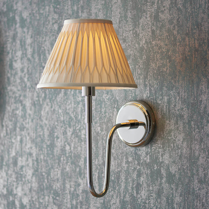 Rouen 10 Inch Ivory Silk Shade Wall Light With Chatsworth Bright Nickel Metal Base