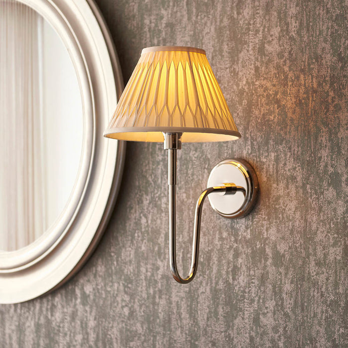 Rouen 10 Inch Ivory Silk Shade Wall Light With Chatsworth Bright Nickel Metal Base