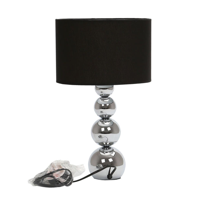 Cameo Black Fabric Shade Touch Table Lamp With Chrome Metal Base
