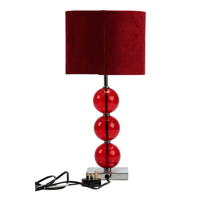 Mistro Red Fabric Shade Table Lamp With Chrome Metal Base