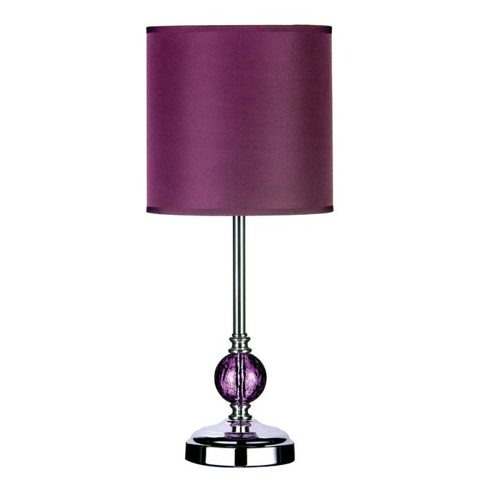 Crackle Purple Fabric Shade Table Lamp With Chrome Metal Base