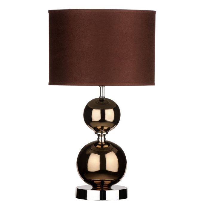 Brenton Brown Fabric Shade Table Lamp With Copper Metal Balls Base