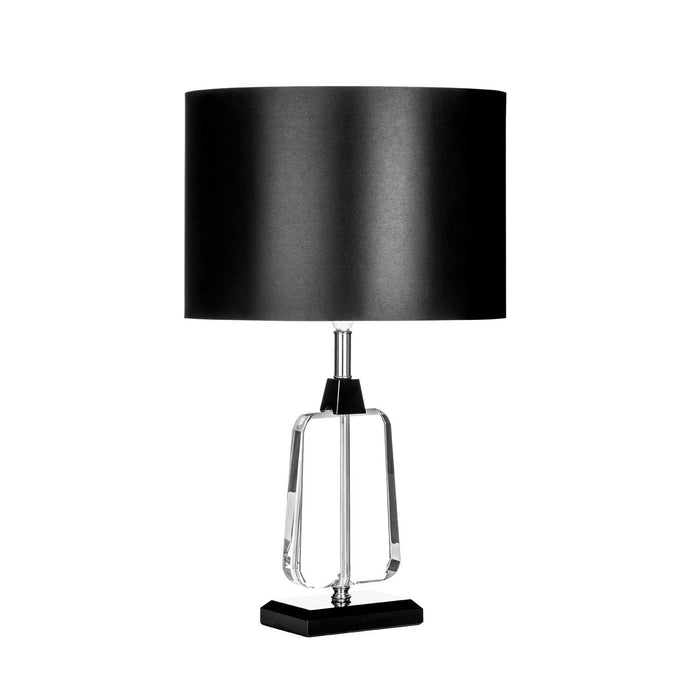 Tabatha Small Black Fabric Shade Table Lamp With Chrome Base