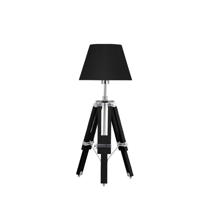 Jasper Black Fabric Shade Table Lamp With Tripod Wooden Base