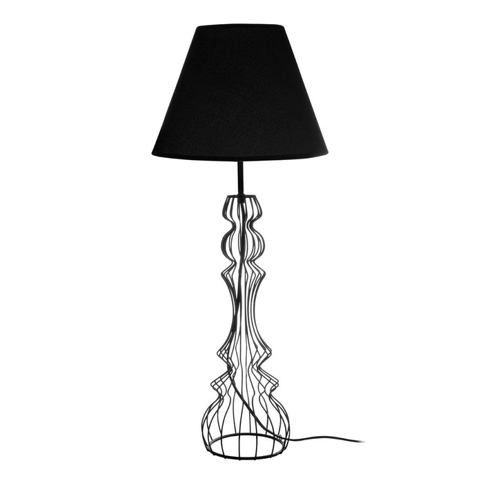 Chicago Black Fabric Shade Table Lamp With Black Metal Base
