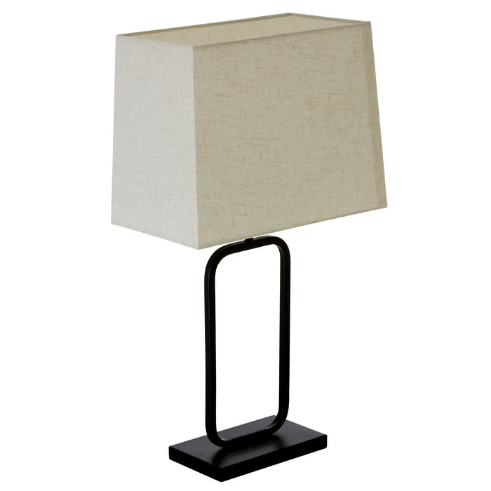 Lucas Natural Fabric Shade Table Lamp With Black Metal Base