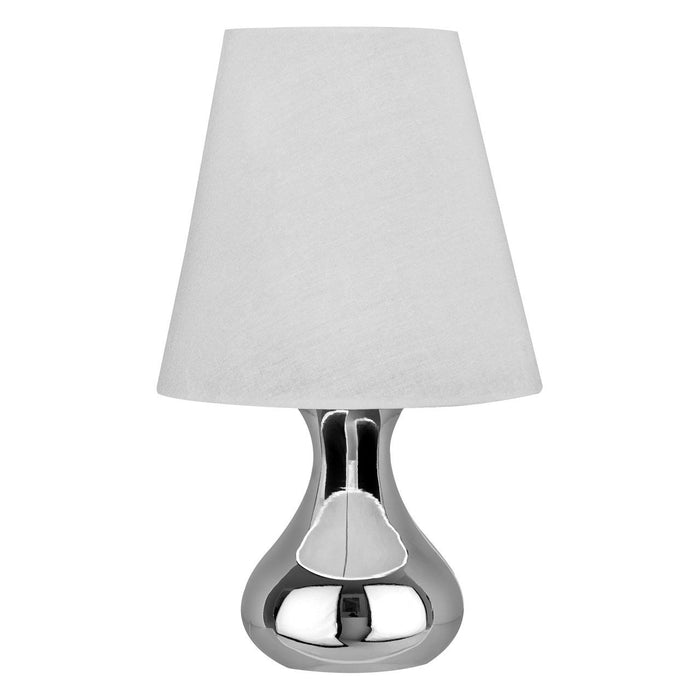 Nell White Fabric Shade Table Lamp With Chromed Metal Base