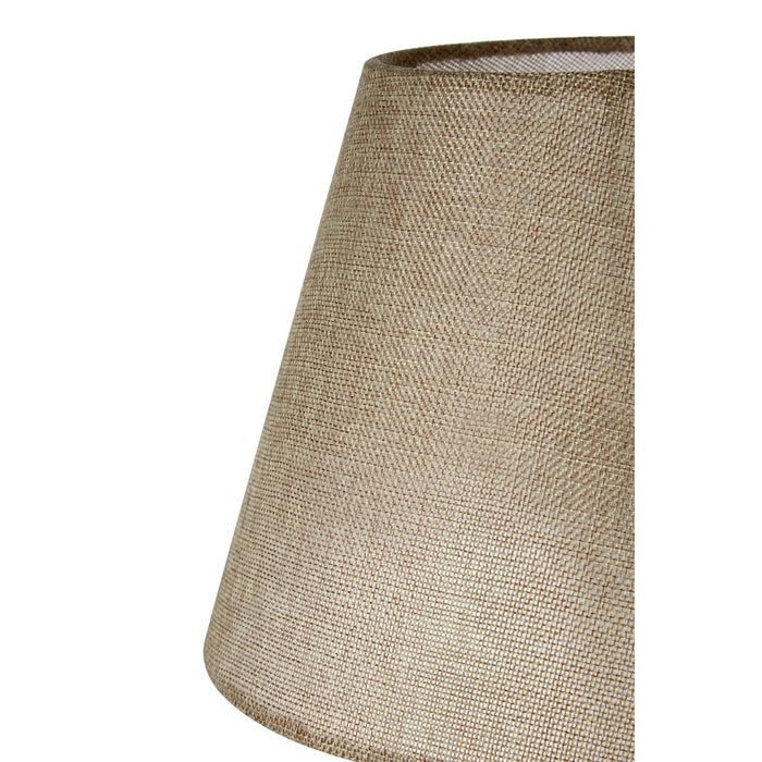 Maine Beige Fabric Shade Table Lamp With Natural Candlestick Wooden Base