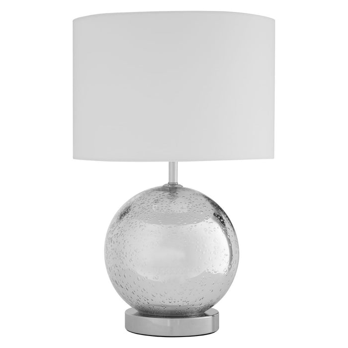 Naomi White Fabric Shade Table Lamp With Glass Droplet Base