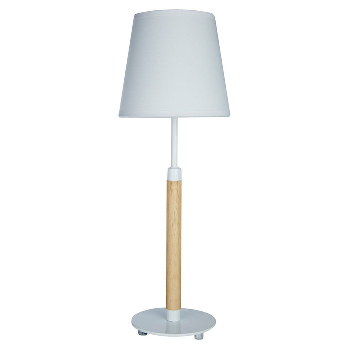 Whitney White Fabric Shade Table Lamp With Natural Metal Base