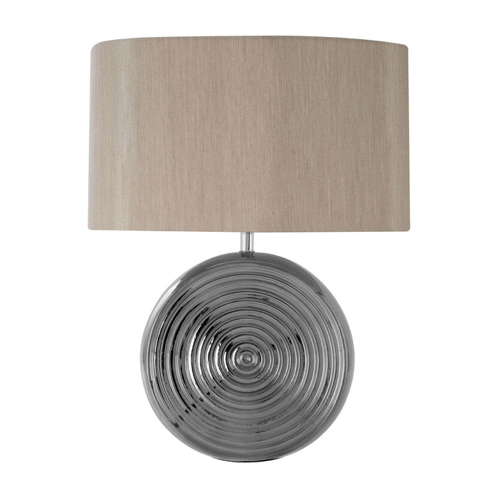 Jessica Natural Fabric Shade Table Lamp With Silver Ceramic Base