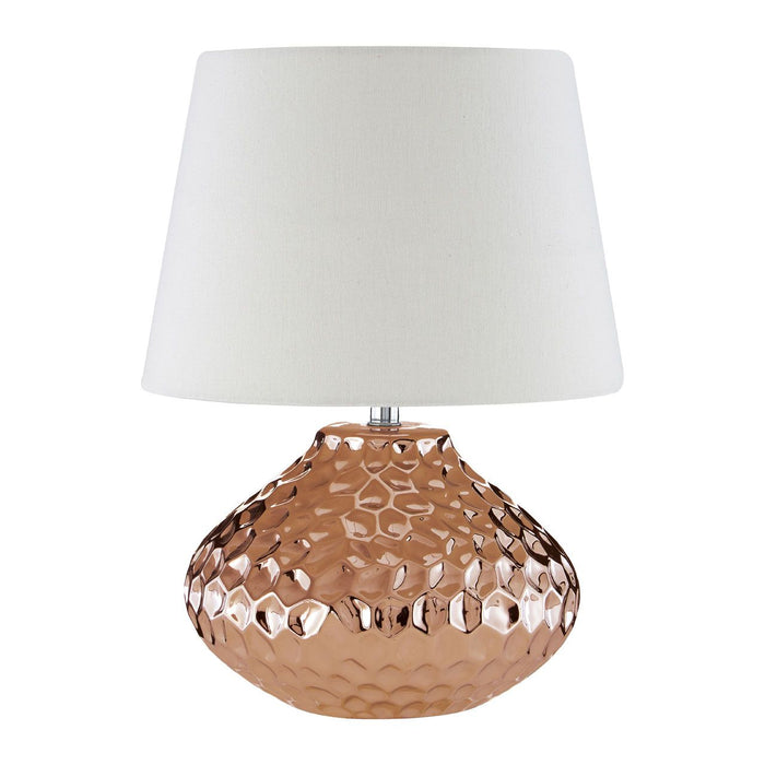 Jen Ivory Fabric Shade Table Lamp With Copper Ceramic Base