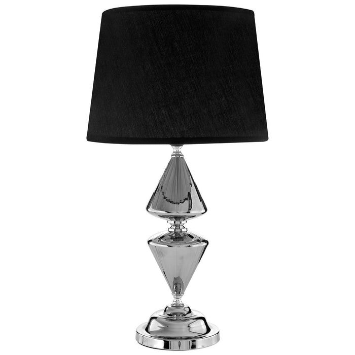 Honor Black Fabric Shade Table Lamp With Chrome Glass Base