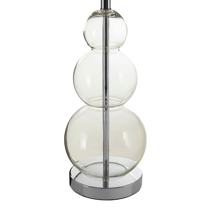Luke Grey Fabric Shade Table Lamp With Clear Glass Orbs Base