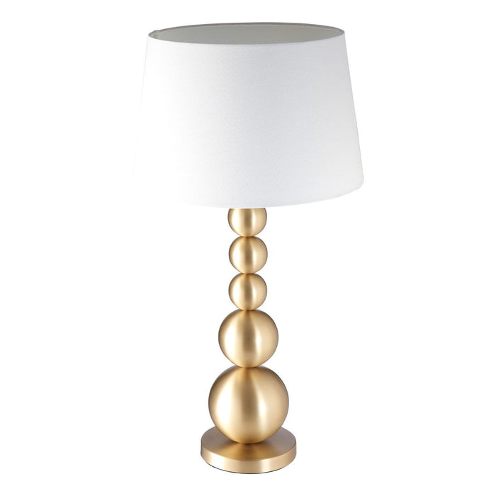 Senna White Fabric Shade Table Lamp With Gold Orb Design Iron Base