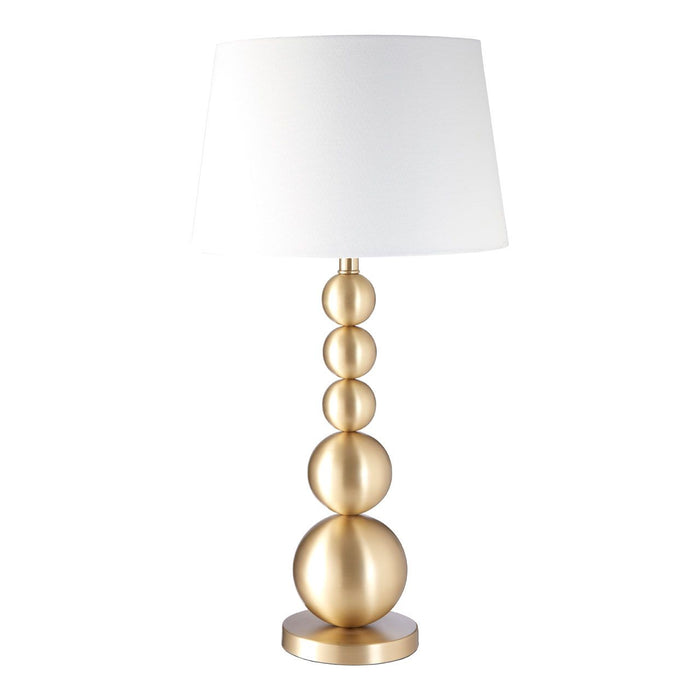 Senna White Fabric Shade Table Lamp With Gold Orb Design Iron Base