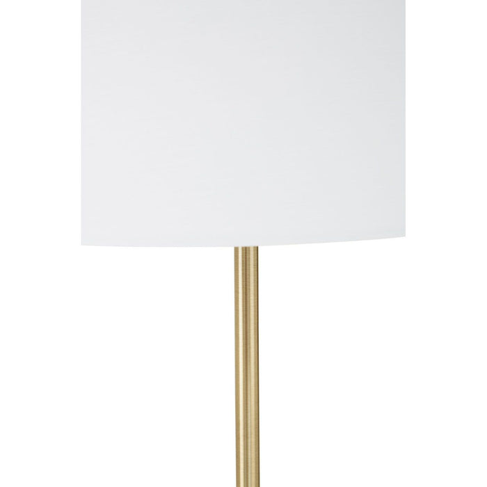 Hope White Fabric Shade Table Lamp With Brass Metal Pedestal