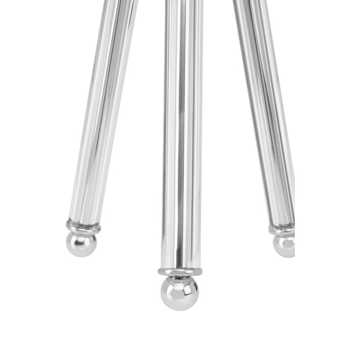 Halia White Fabric Shade Table Lamp With Chrome Metal Tripod Base