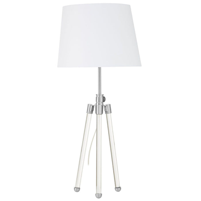Halia White Fabric Shade Table Lamp With Crystal Tripod Base