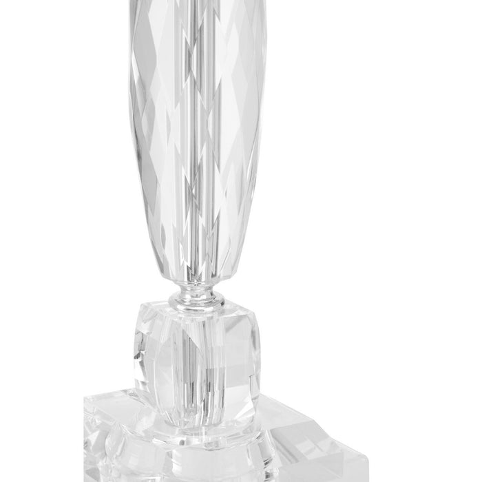 Halina White Fabric Shade Table Lamp With Clear Crystal Base
