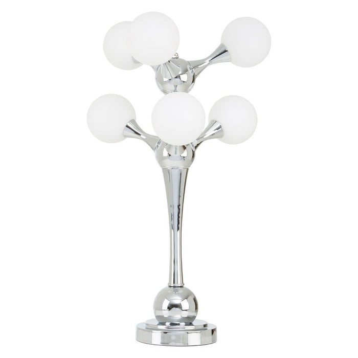 Heba 6 Glass Lights Table Lamp With Chrome Steel Base