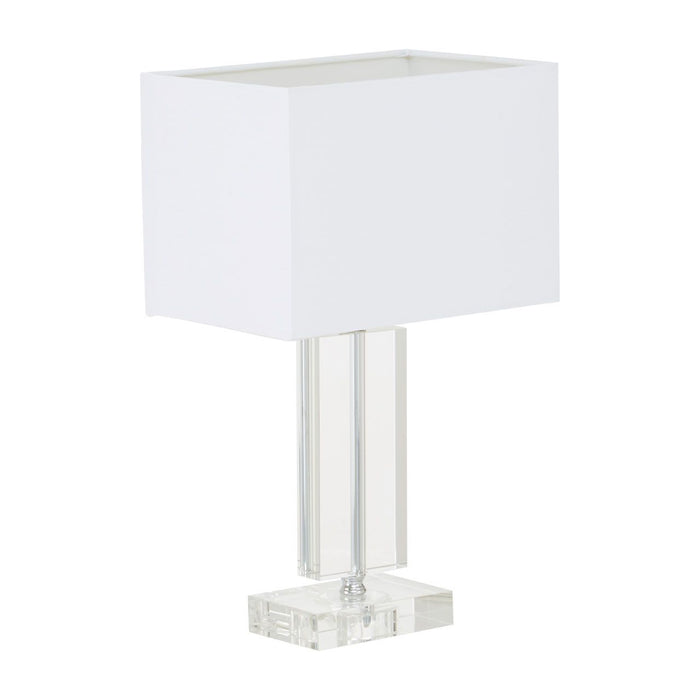 Helma White Fabric Shade Table Lamp With Crystal Base