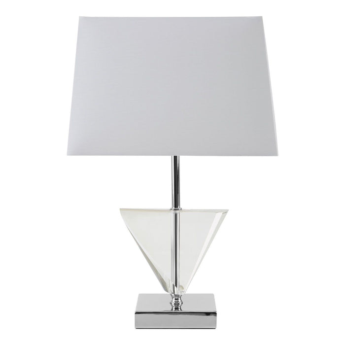 Halina White Fabric Shade Table Lamp With Chrome Metal Base