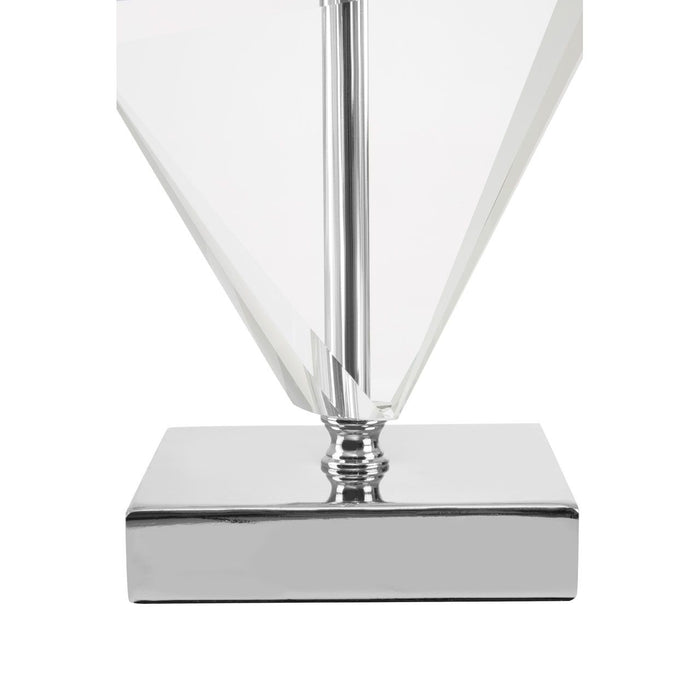 Halina White Fabric Shade Table Lamp With Chrome Metal Base