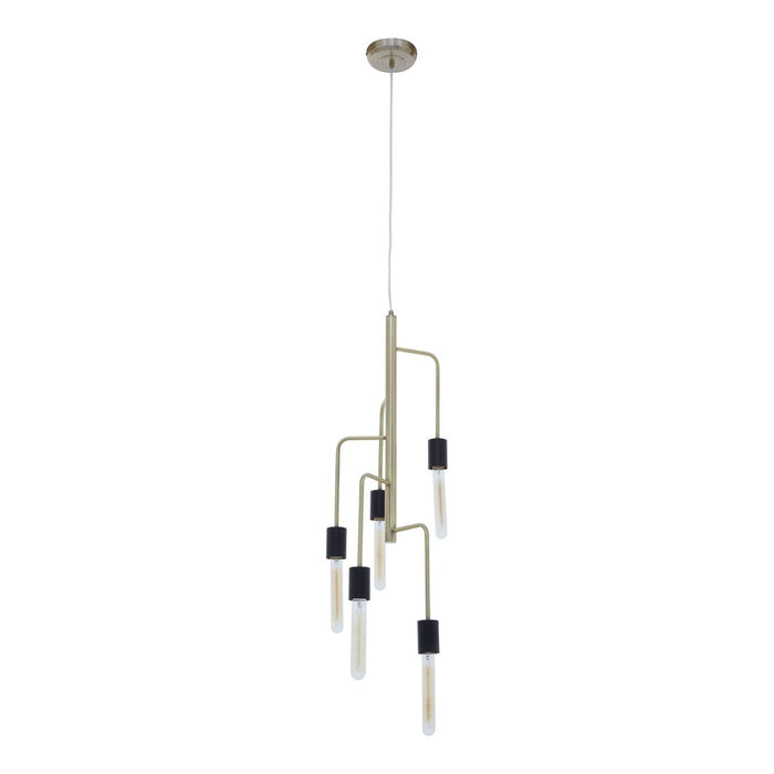Lagona 5 Tubular Bulbs Ceiling Pendant Light In Antique Brass