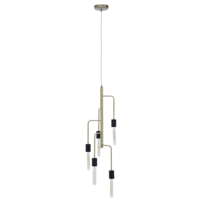 Lagona 5 Tubular Bulbs Ceiling Pendant Light In Antique Brass