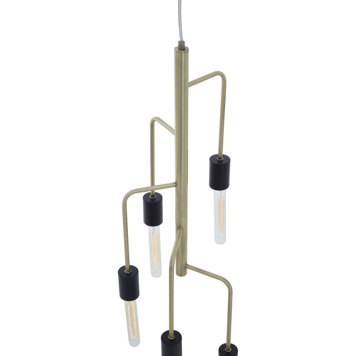 Lagona 5 Tubular Bulbs Ceiling Pendant Light In Antique Brass