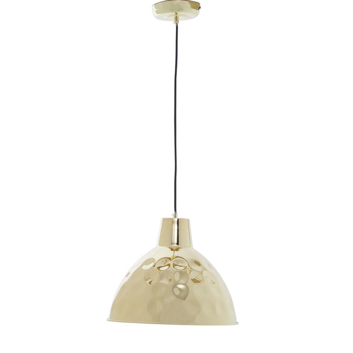 Leni Round Canopy Hammered Ceiling Pendant Light In Gold