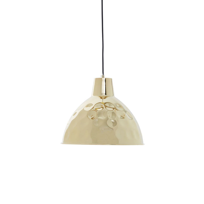 Leni Round Canopy Hammered Ceiling Pendant Light In Gold