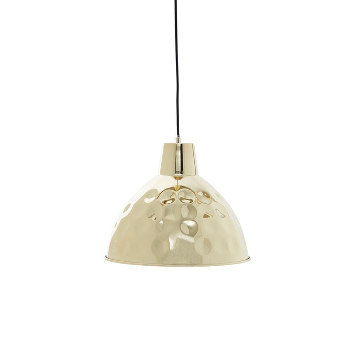 Leni Round Canopy Hammered Ceiling Pendant Light In Gold