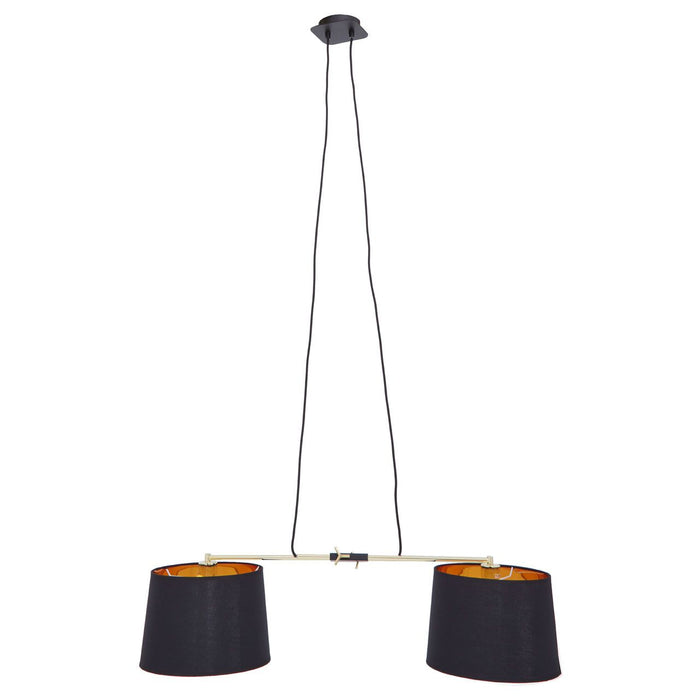 Leni Round Canopy 2 Fabric Shades Ceiling Pendant Light In Matt Black