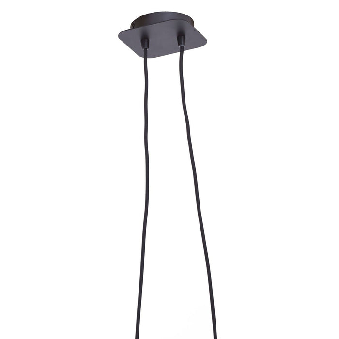 Leni Round Canopy 2 Fabric Shades Ceiling Pendant Light In Matt Black