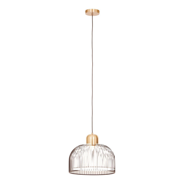 Lenno Contemporary Birdcage Ceiling Pendant Light In Black And Antique Brass
