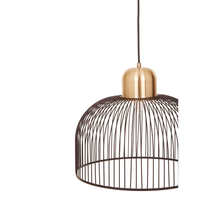 Lenno Contemporary Birdcage Ceiling Pendant Light In Black And Antique Brass