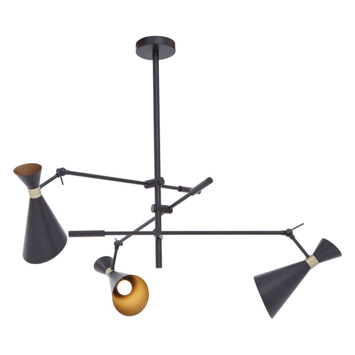 Linox 3 Metal Shade Ceiling Pendant Light In Black And Gold