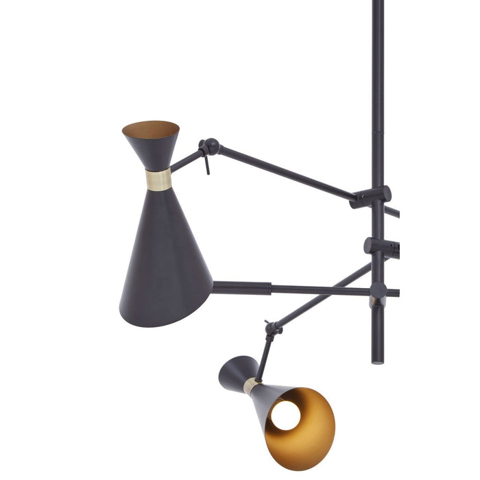 Linox 3 Metal Shade Ceiling Pendant Light In Black And Gold