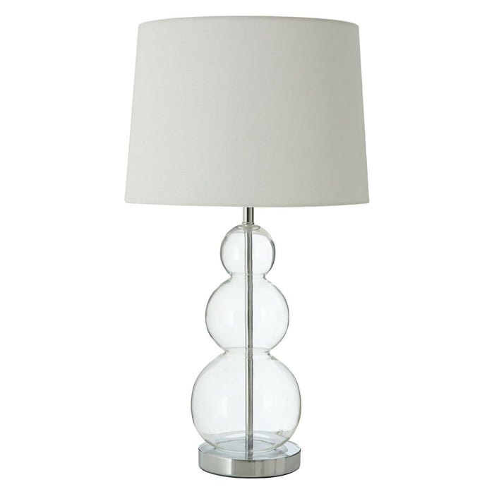 Luke White Fabric Shade Table Lamp With Clear Glass Orbs Base