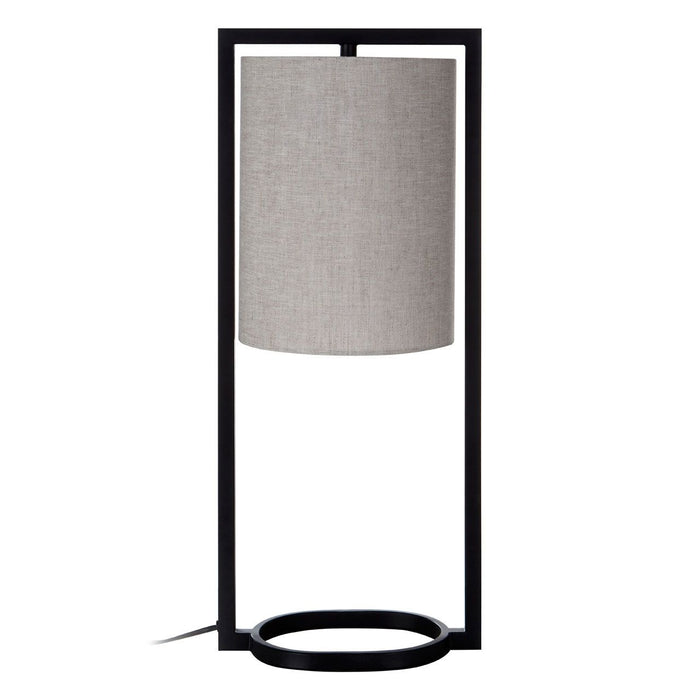 Lara Grey Fabric Shade Table Lamp With Black Metal Base