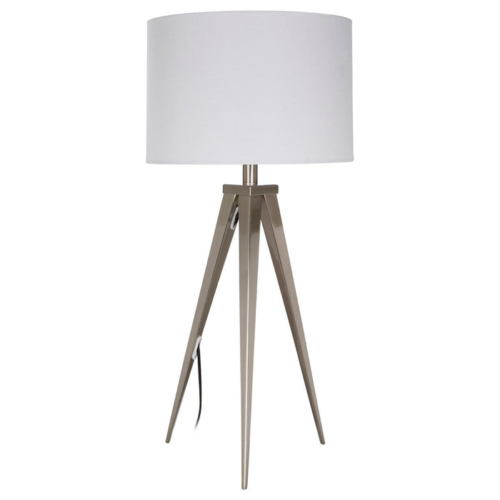 Livia White Fabric Shade Table Lamp With Metal Tripod